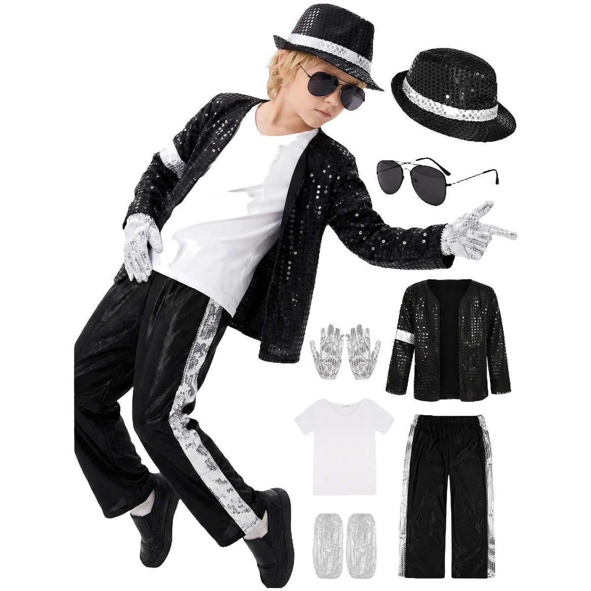 Kids Dance Star Costume – 80s/90s Stage Party Outfit for Boys