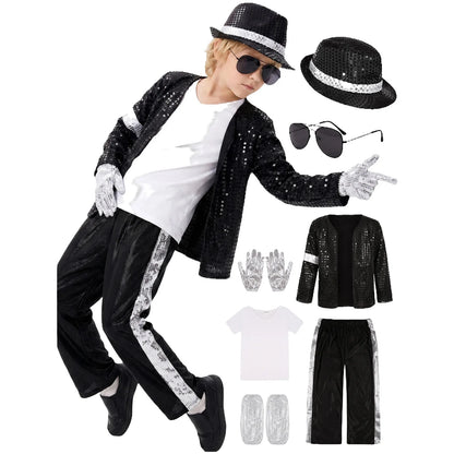 Kids Dance Star Costume – 80s/90s Stage Party Outfit for Boys