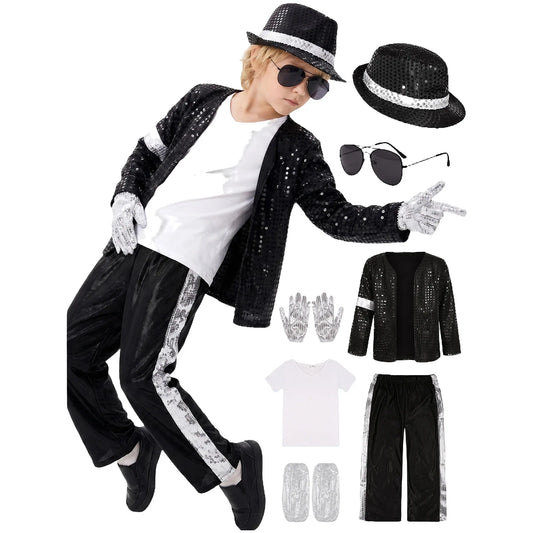 Kids Dance Star Costume – 80s/90s Stage Party Outfit for Boys