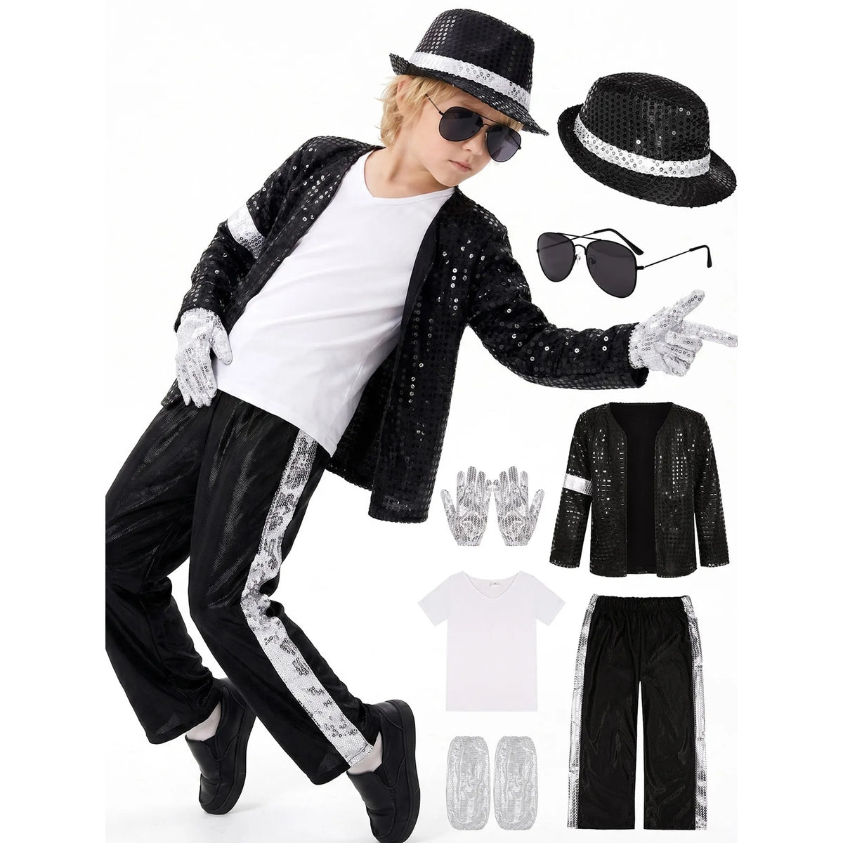 Kids Dance Star Costume – 80s/90s Stage Party Outfit for Boys