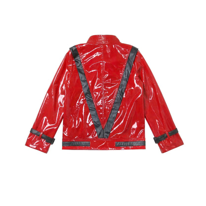 MJ Michael Jackson Thriller Kids Costume Red Black Leather Jacket Pants Boys Halloween Stage Cosplay Outfit