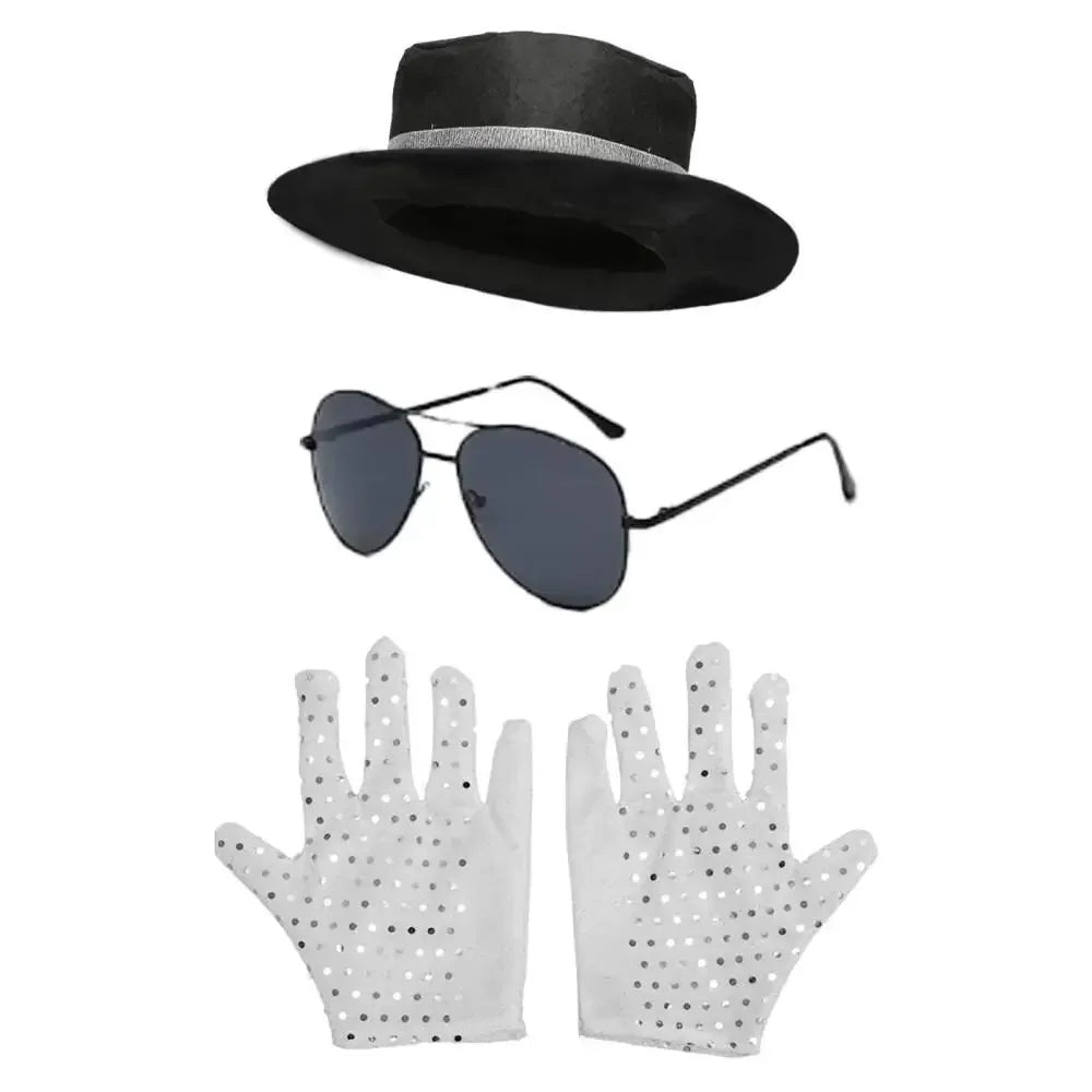 Kids Boy Michael Jackson Billie Jean Cosplay Black Suit Dance Disco Halloween Fancy Dress Up 80s Pop King Costume for Top Pants